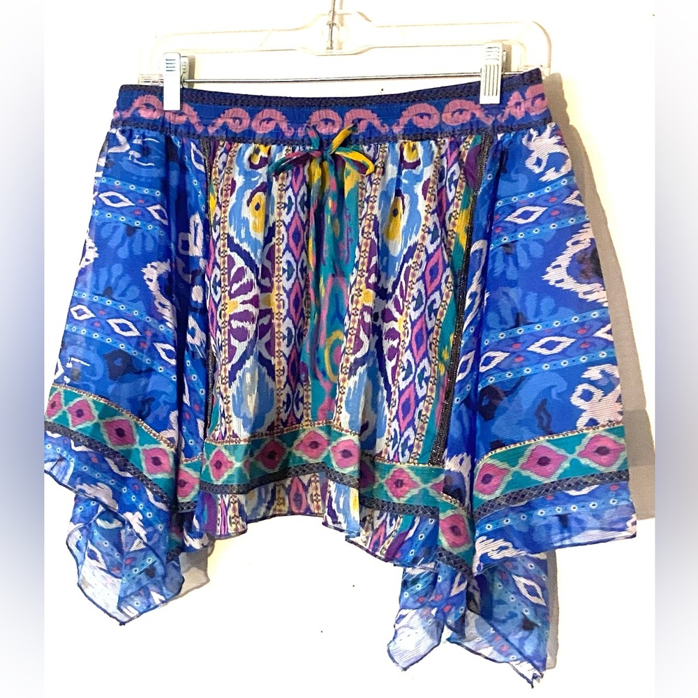 Zara Women’s Printed Blue multicolor Elastic M short skirt